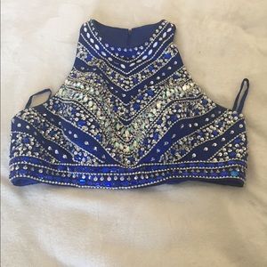 Royal blue and silver prom dress